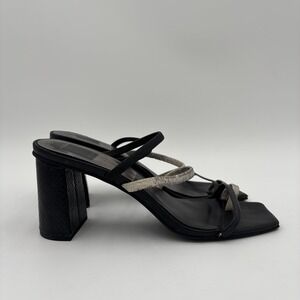Dolce Vita Prisma Onyx Stella Slip On Square Toe Strappy Sandals Black Size 9